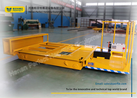 Metal Coil Transfer Trolley / Motorized Rail Cart With Steel Pipe Handling